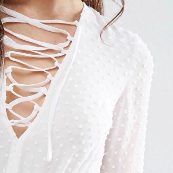 NWT ASOS white polka dot romper floral - Picture 2 of 3